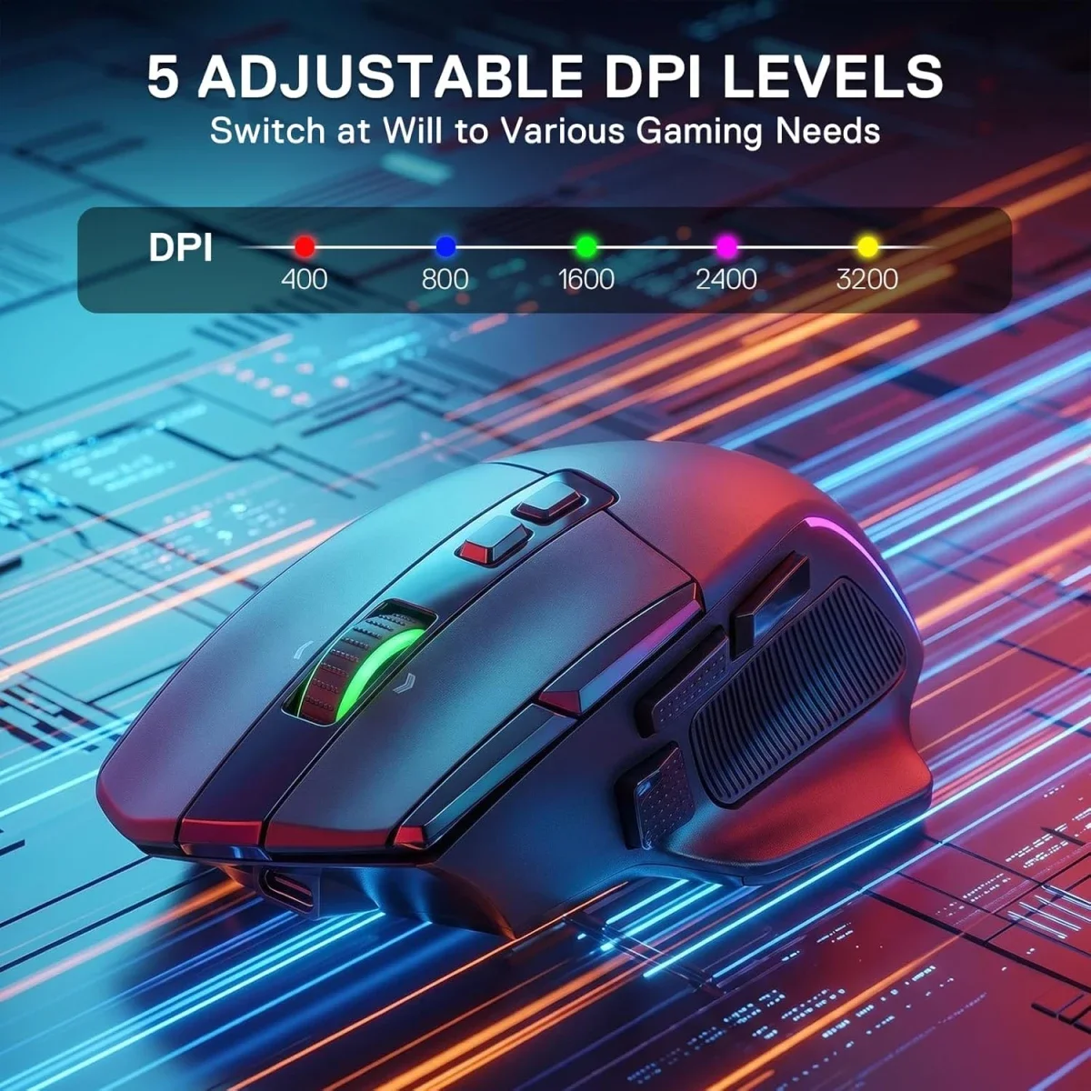ماوس ألعاب لاسلكي Redragon M925 PRO بدقة 26000 DPI وإضاءة RGB، أسود - Thumbnail 2