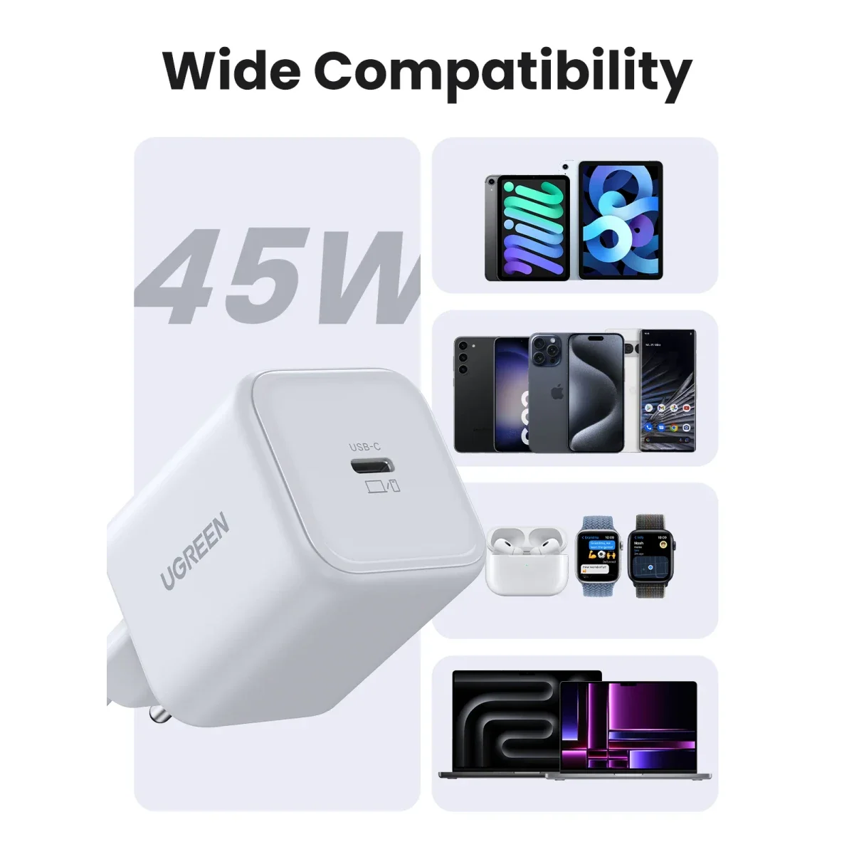 شاحن UGREEN 65053 USB-C GaN سريع 45 واط - Thumbnail 4