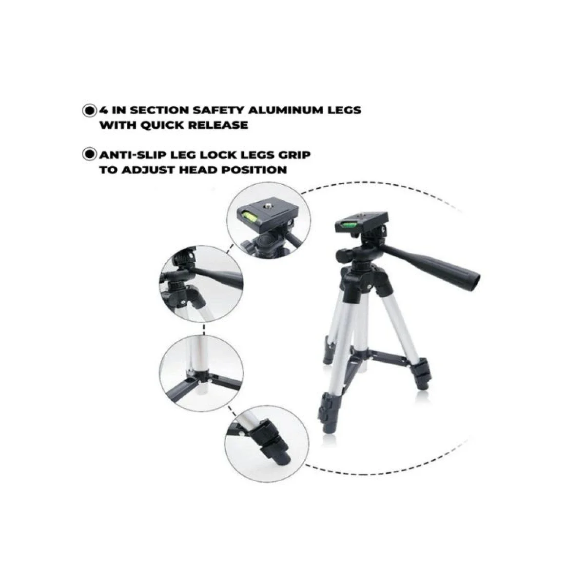 HAVIT HM131 Anti-Skidding Aluminium Mini Tripod - Thumbnail 3