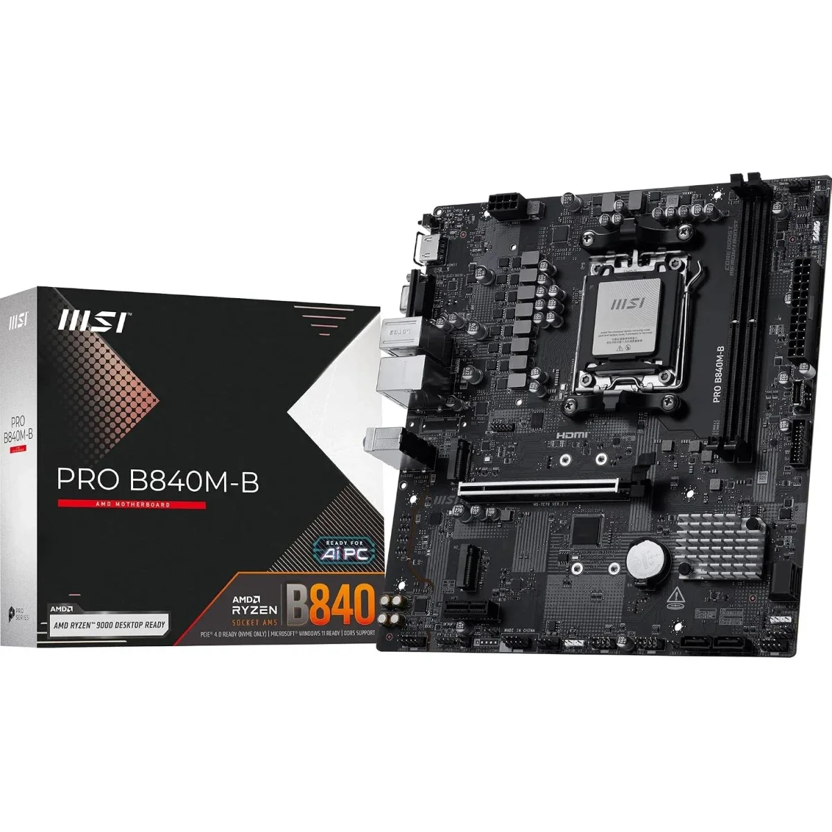 MSI PRO B840M-B Micro-ATX AM5 DDR5 Motherboard with M.2 Gen4 and 2.5G LAN - Image 2