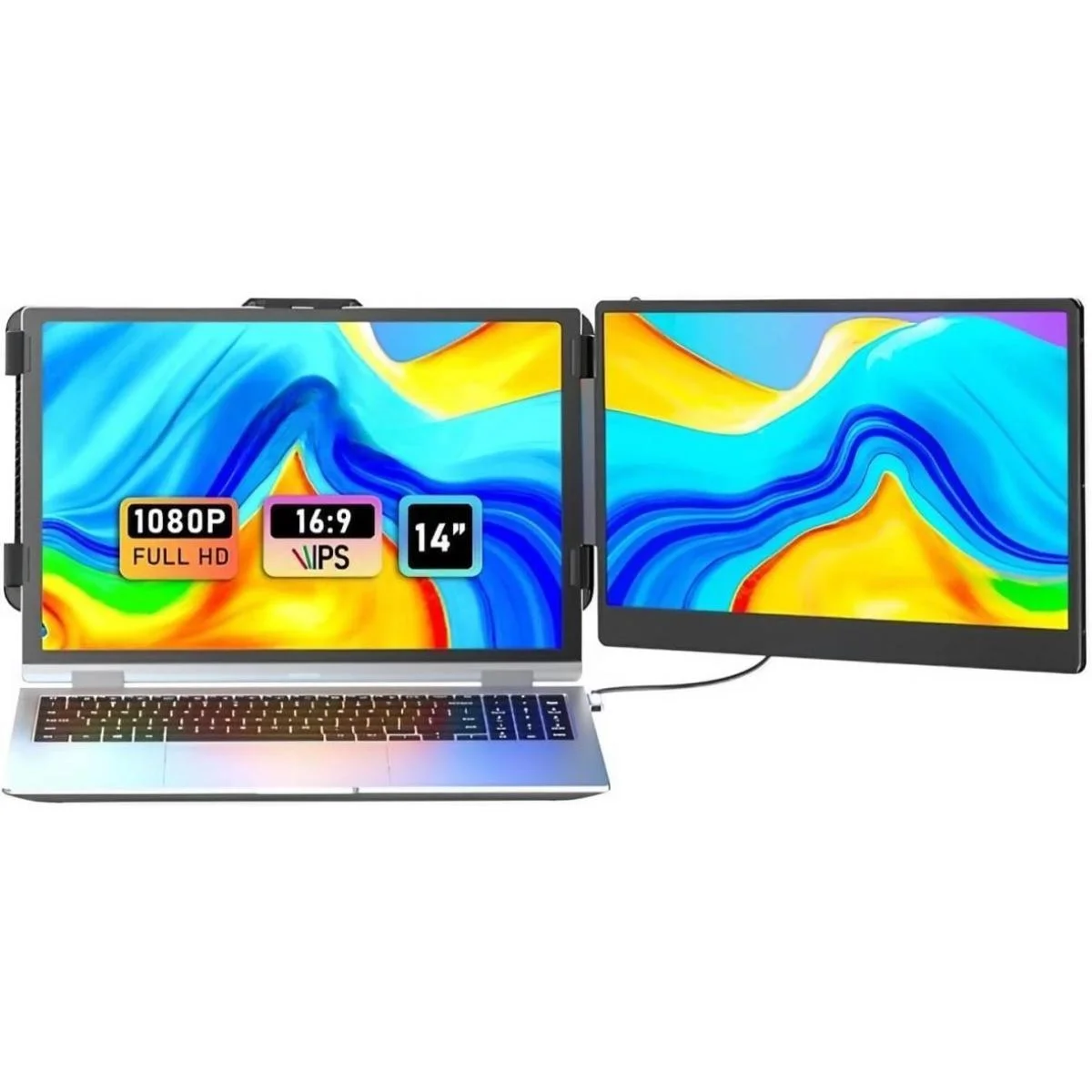 شاشة موسعة للابتوب S1 محمولة 14 إنش FHD IPS 60 هرتز USB-C وHDMI