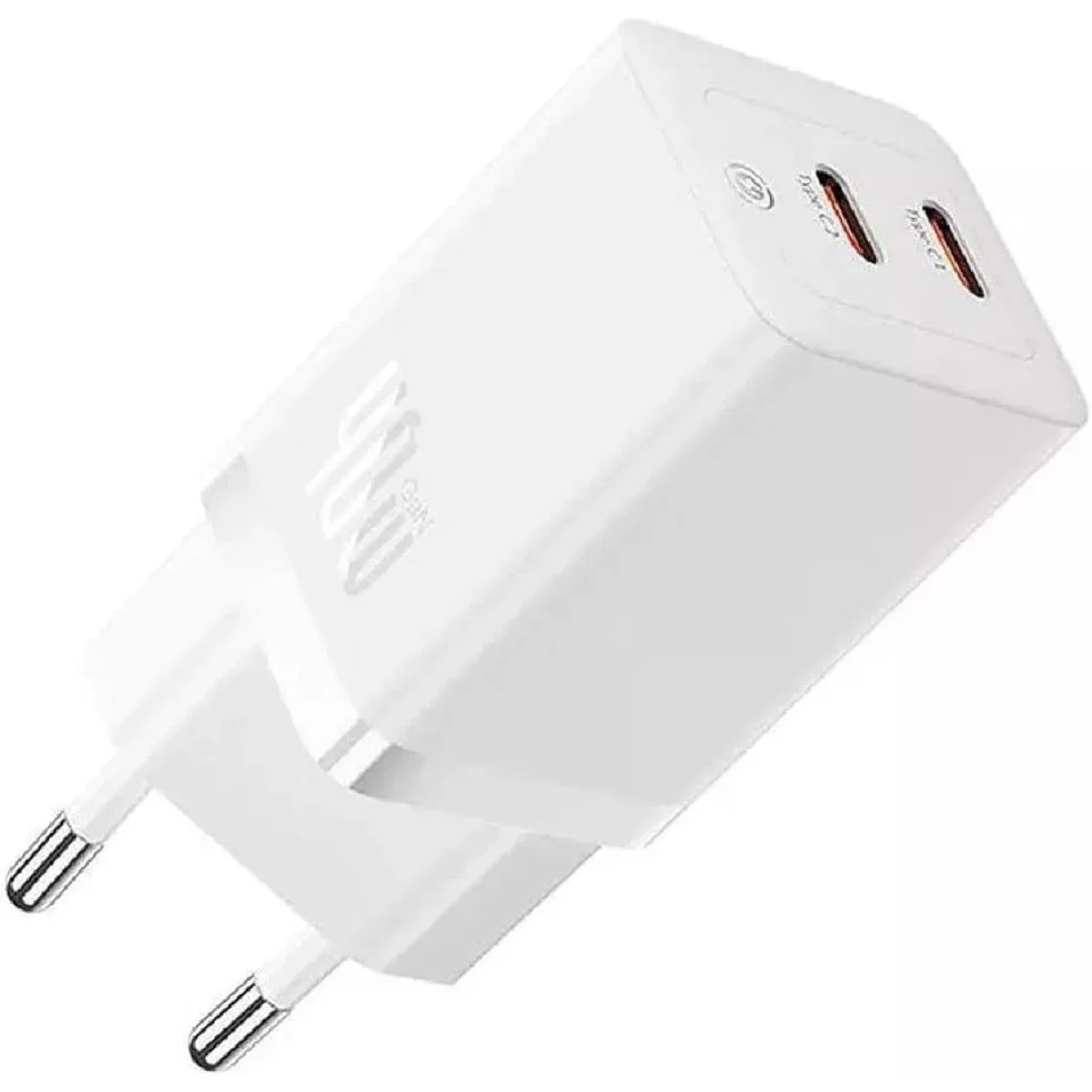 شاحن Baseus GaN5 Pro سريع GaN بقدرة 40 واط ومنفذي USB-C وقابس أوروبي، أبيض - Thumbnail 2