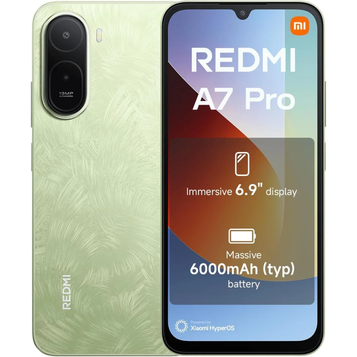 هاتف Xiaomi REDMI A7 Pro 4G بشاشة 6.9 إنش 120Hz وذاكرة 4GB وسعة 64GB باللون الأخضر النخلي