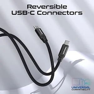 كابل Promate Springy USB-C إلى USB-C مغناطيسي مجدول 60 واط 120 سم أسود - Image 14