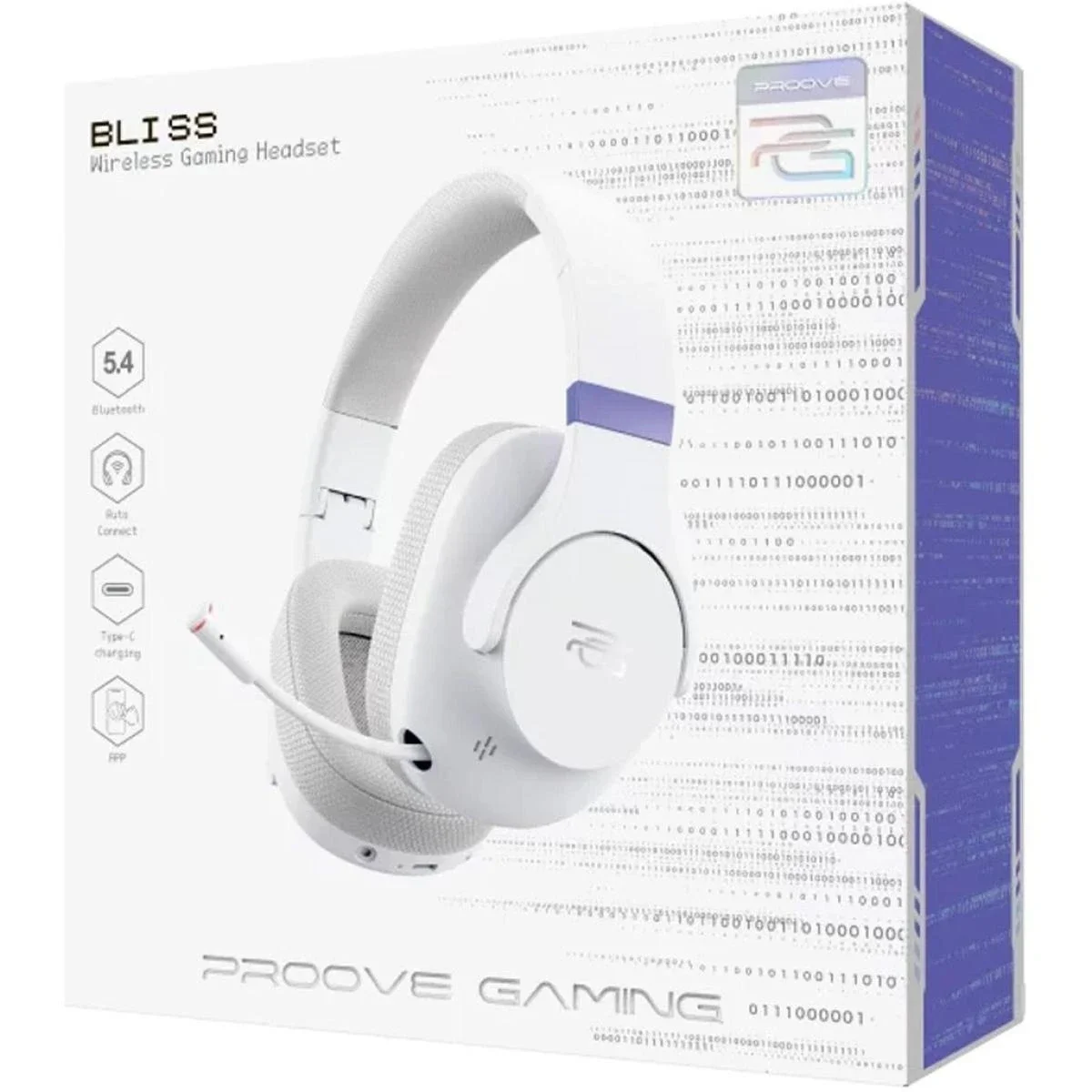 Proove Bliss Pro (APP) Wireless Gaming Headset, White, 2.4GHz, Bluetooth 5.4 & AUX