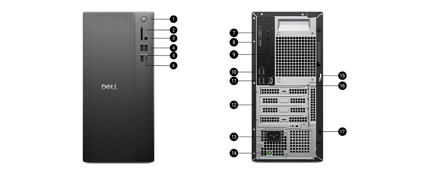 Dell ECT1250 (2025) Tower Desktop Intel Core i3-14100 8GB RAM 512GB SSD Black - Thumbnail 14