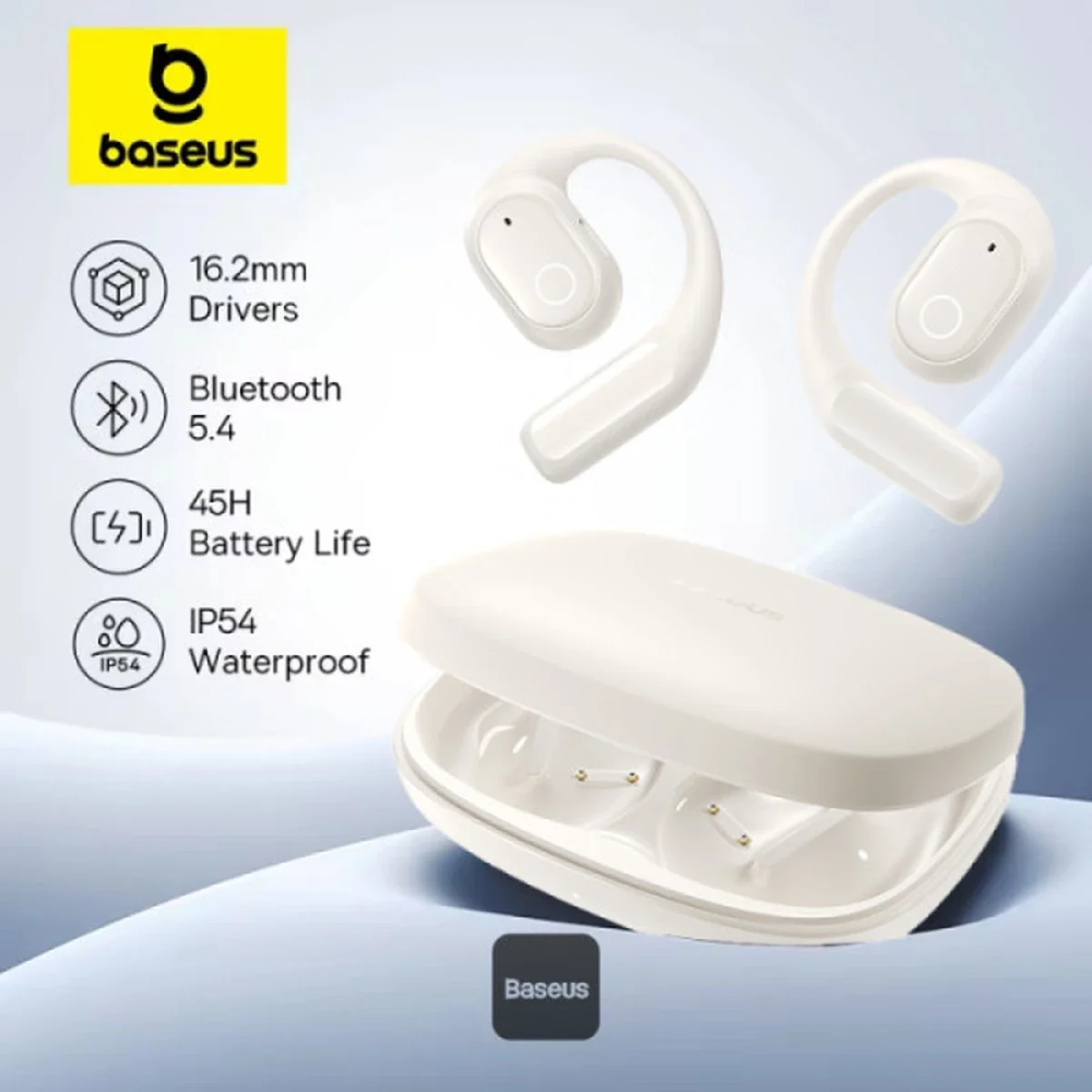 Baseus Eli 10i Fit Open-Ear TWS Earbuds Bluetooth 5.4, 16.2mm Drivers, 45H Battery, Stellar White - Thumbnail 2