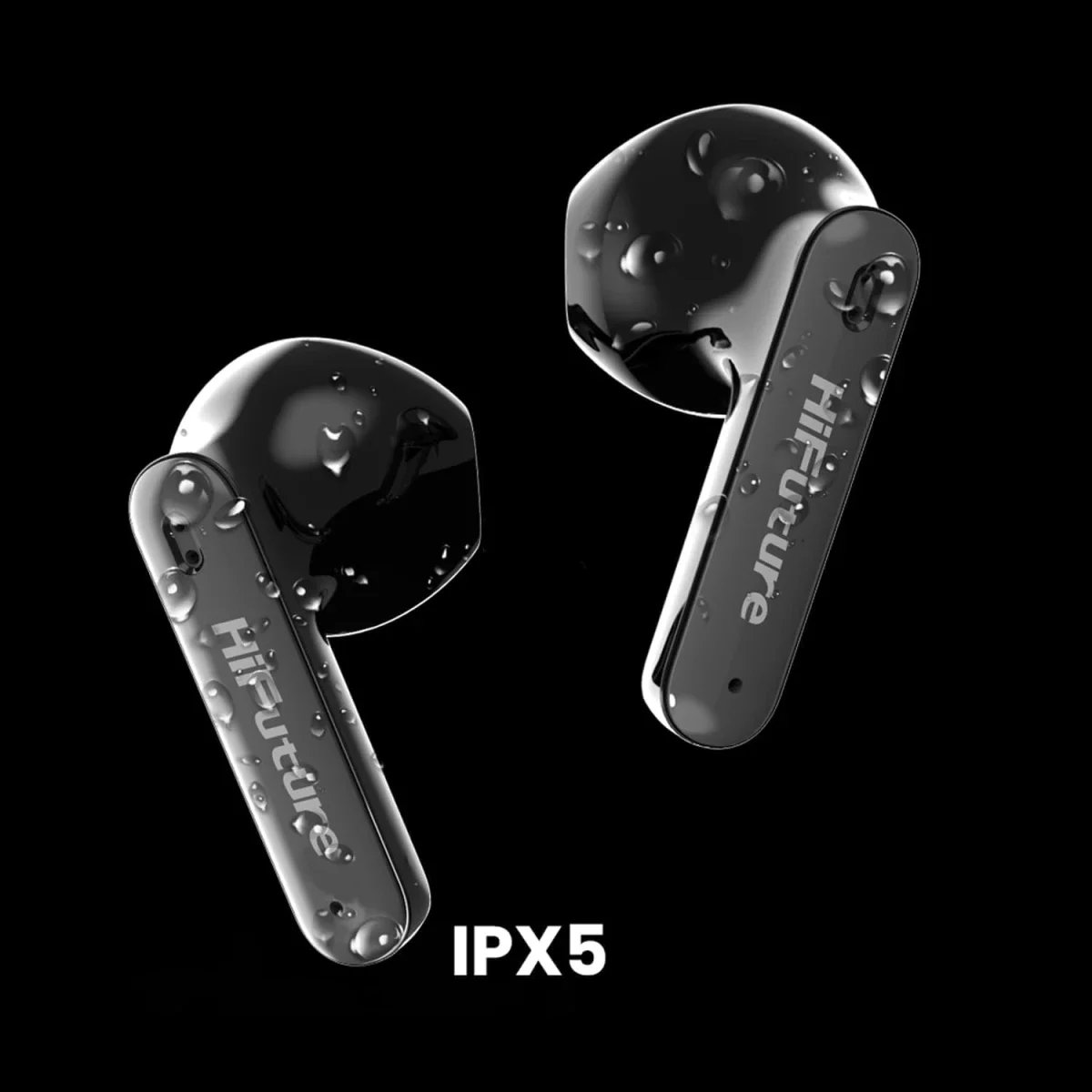 HiFuture ColorBuds2 TWS Wireless Earbuds, Bluetooth 5.3, 20-Hour Playtime, IPX5, Black - Thumbnail 2