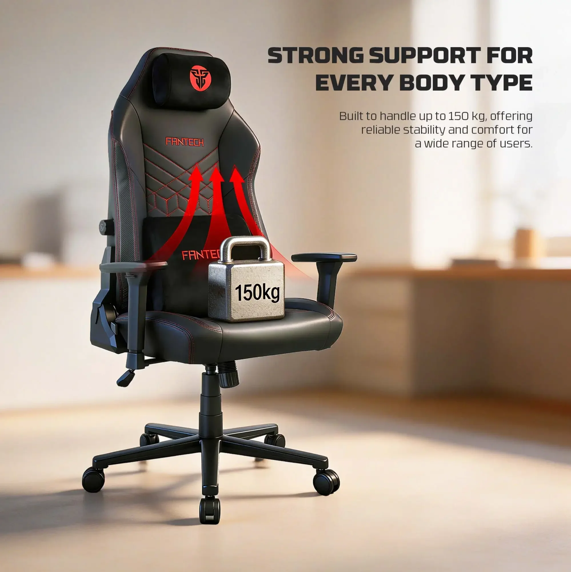 Fantech GC284P NEO ARC PRO Gaming Chair with Magnetic Memory Foam Headrest and Adjustable Lumbar Support - Image 10