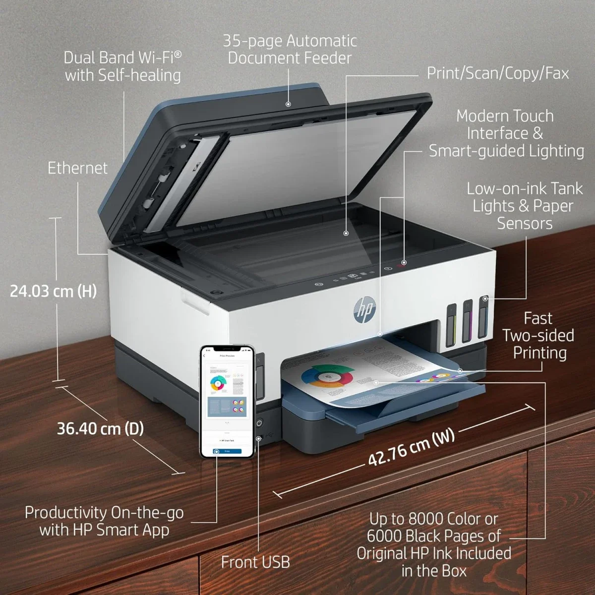 HP Smart Tank 795 Wireless All-in-One Ink Tank Printer with Touchscreen - Thumbnail 4