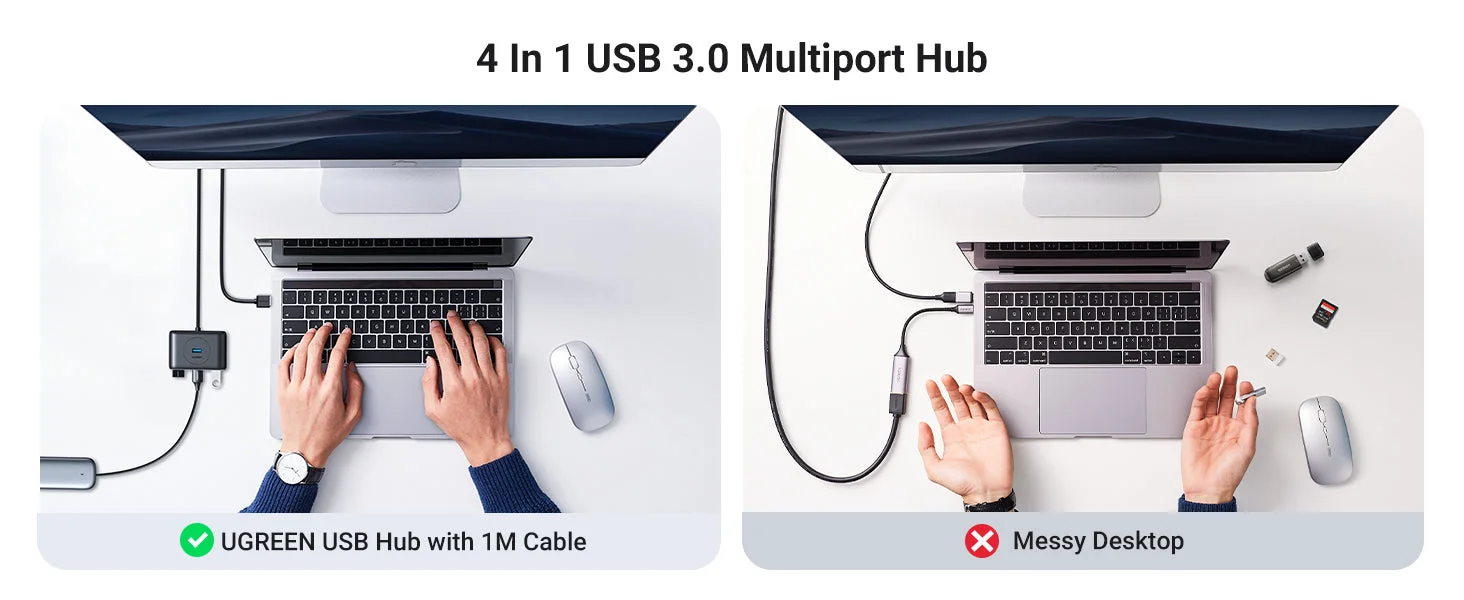 UGREEN USB 3.0 4-Port Hub with 1m Cable, 5Gbps Data Transfer - Thumbnail 8