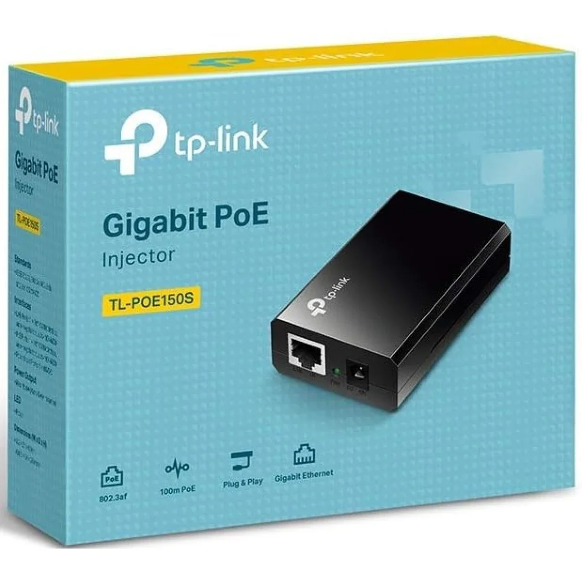 TP-LINK TL-PoE150S 802.3af Gigabit PoE Injector Adapter 15.4W Black