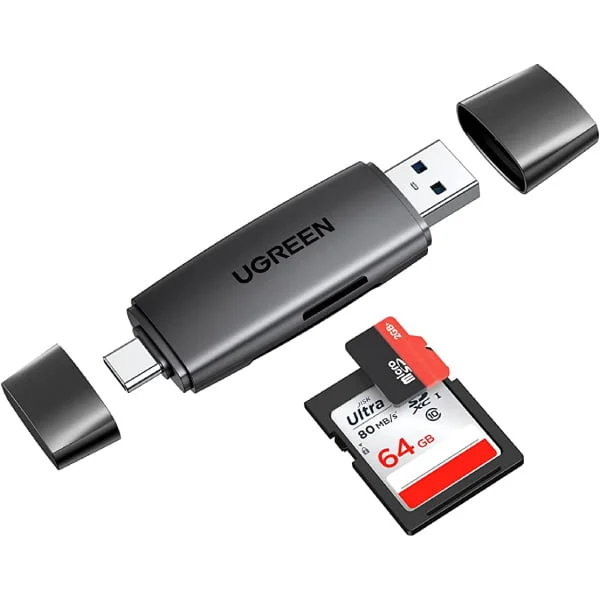 قارئ بطاقات Ugreen 80191-CM304 TF/SD بمنفذي USB-C وUSB-A 3.0