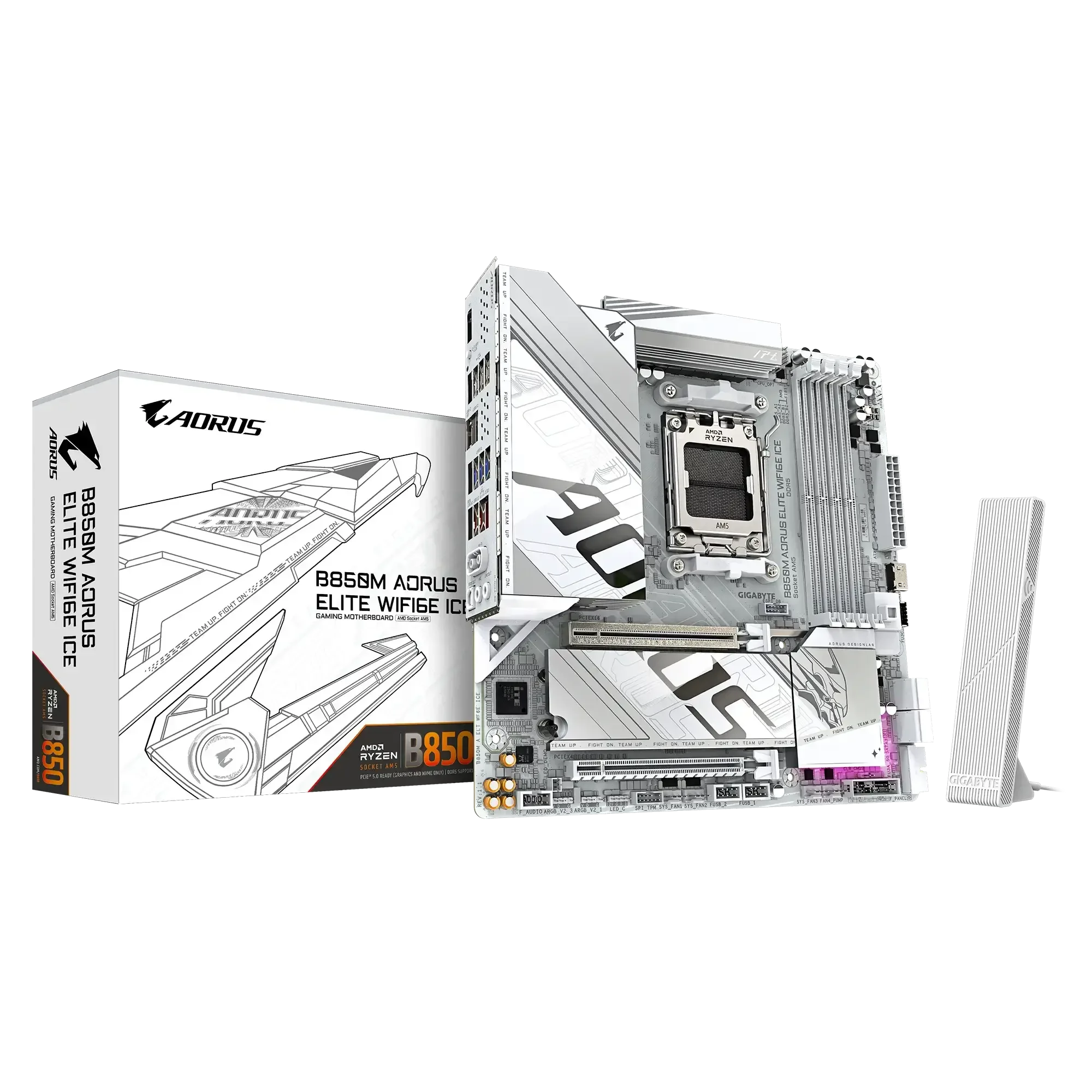 لوحه كمبيوتر GIGABYTE B850M AORUS Elite ICE Wi‑Fi 6E Bluetooth DDR5