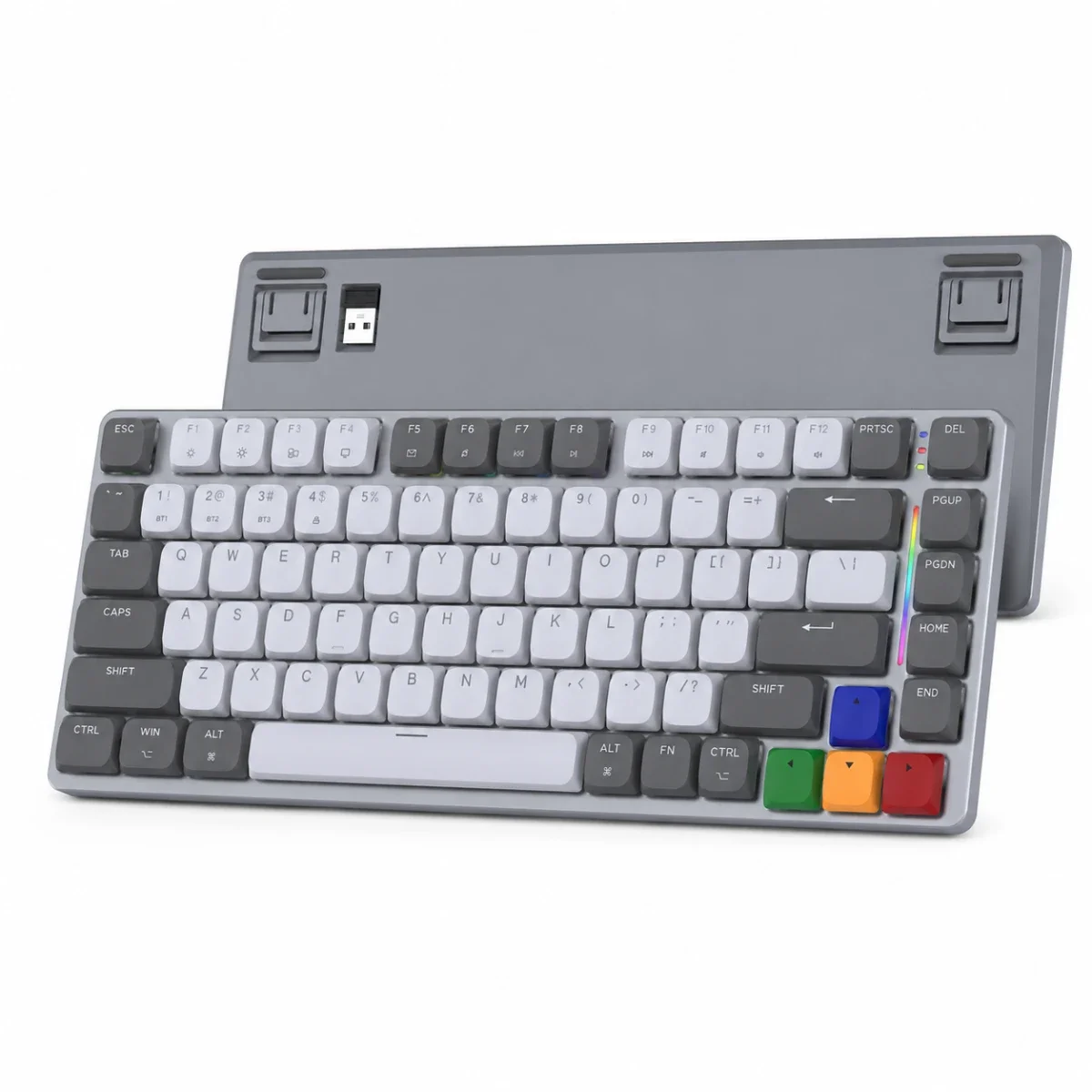 لوحة مفاتيح ميكانيكية لاسلكية منخفضة الارتفاع Fantech رمادية بمفتاح أحمر SUPER MAXFIT AIR83 MK915 - Image 4