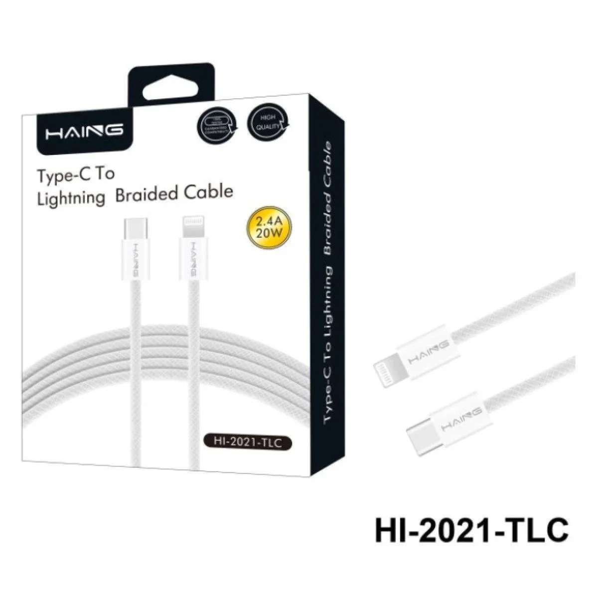 HAING HI-2021-TLC Braided USB-C to Lightning Cable 1.2m 2.4A 20W