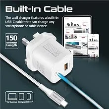 شاحن حائط Promate PowerPort-PDQC3 USB-C بقدرة 33 واط مع QC 3.0 بقدرة 22.5 واط وكابل 1.5 متر - أبيض - Thumbnail 10