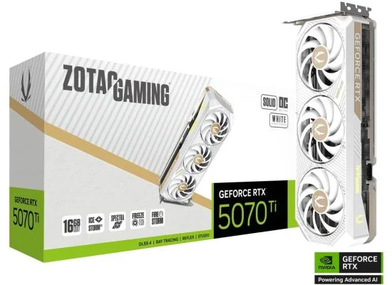 ZOTAC GeForce RTX 5070 Ti SOLID CORE OC White Edition 16GB GDDR7 Graphics Card - Thumbnail 3