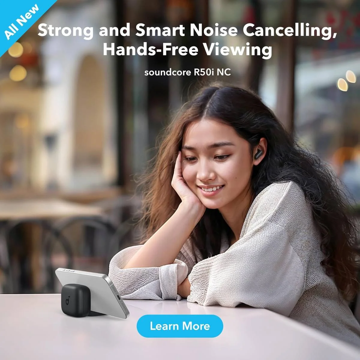 سماعات Anker R50i NC لاسلكية بالكامل، درايفرات 10 مم، Bluetooth 5.3، تشغيل 45 ساعة، وردي - Thumbnail 6