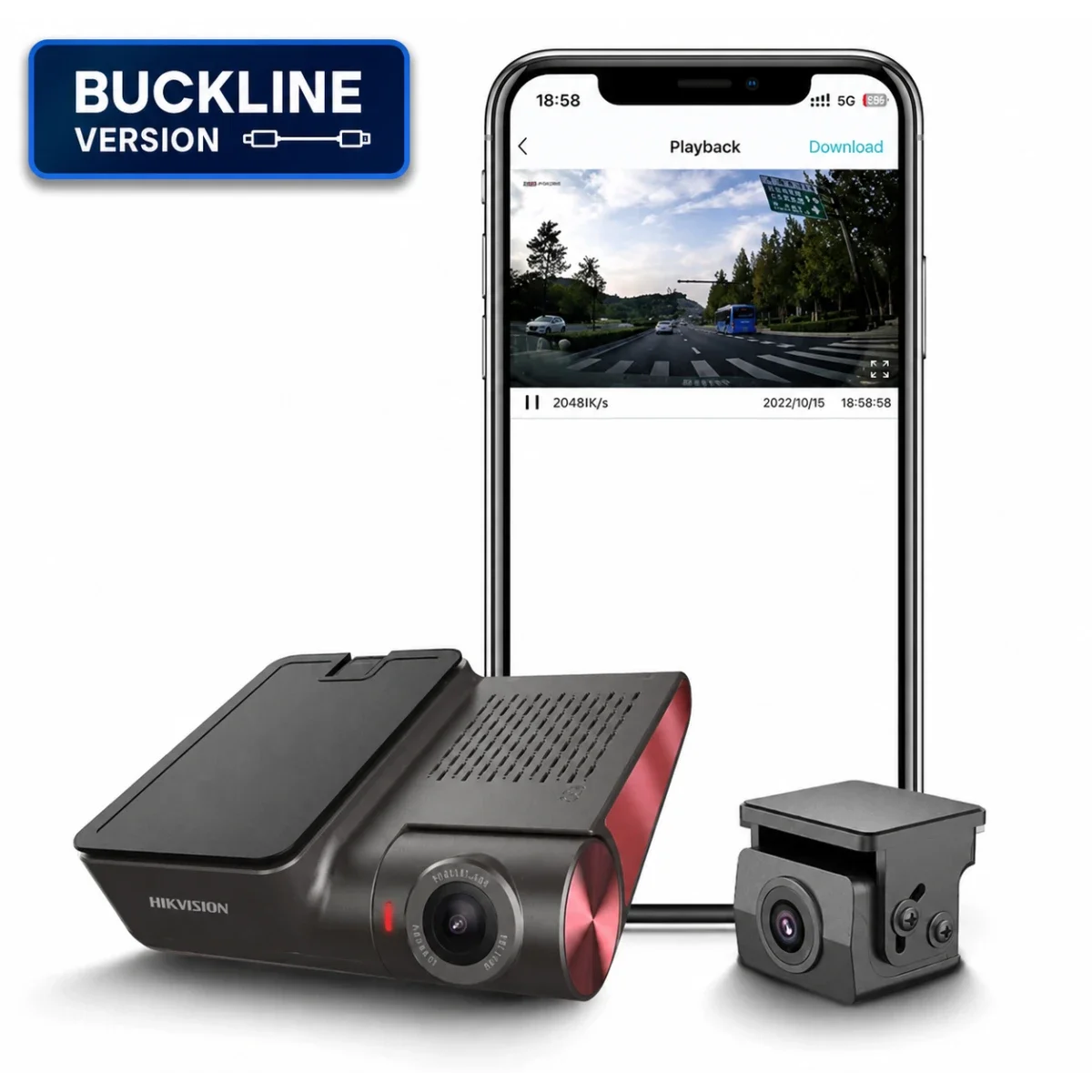 HIKVISION AE-DC8322-G2PRO BUCKLINE Dual-Channel Dash Camera, 4K Front + 1080P Rear