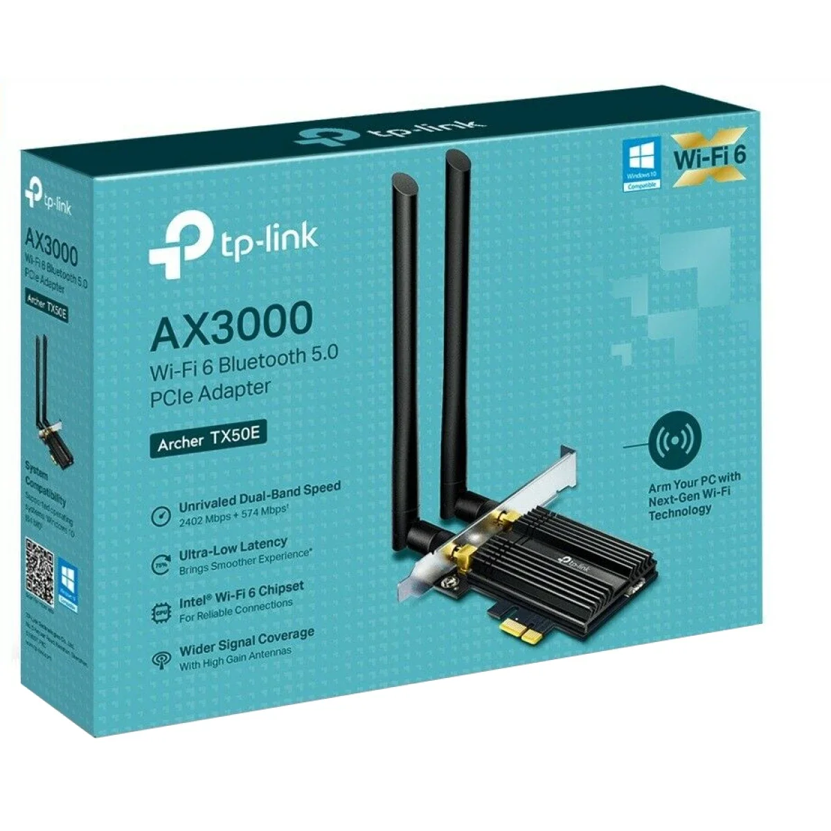 لا سلكي بلوتوث ممتاز يركب على PCIe داخل الكمبيوتر TP-LINK Archer TX50E AX3000 Wi‑Fi 6  