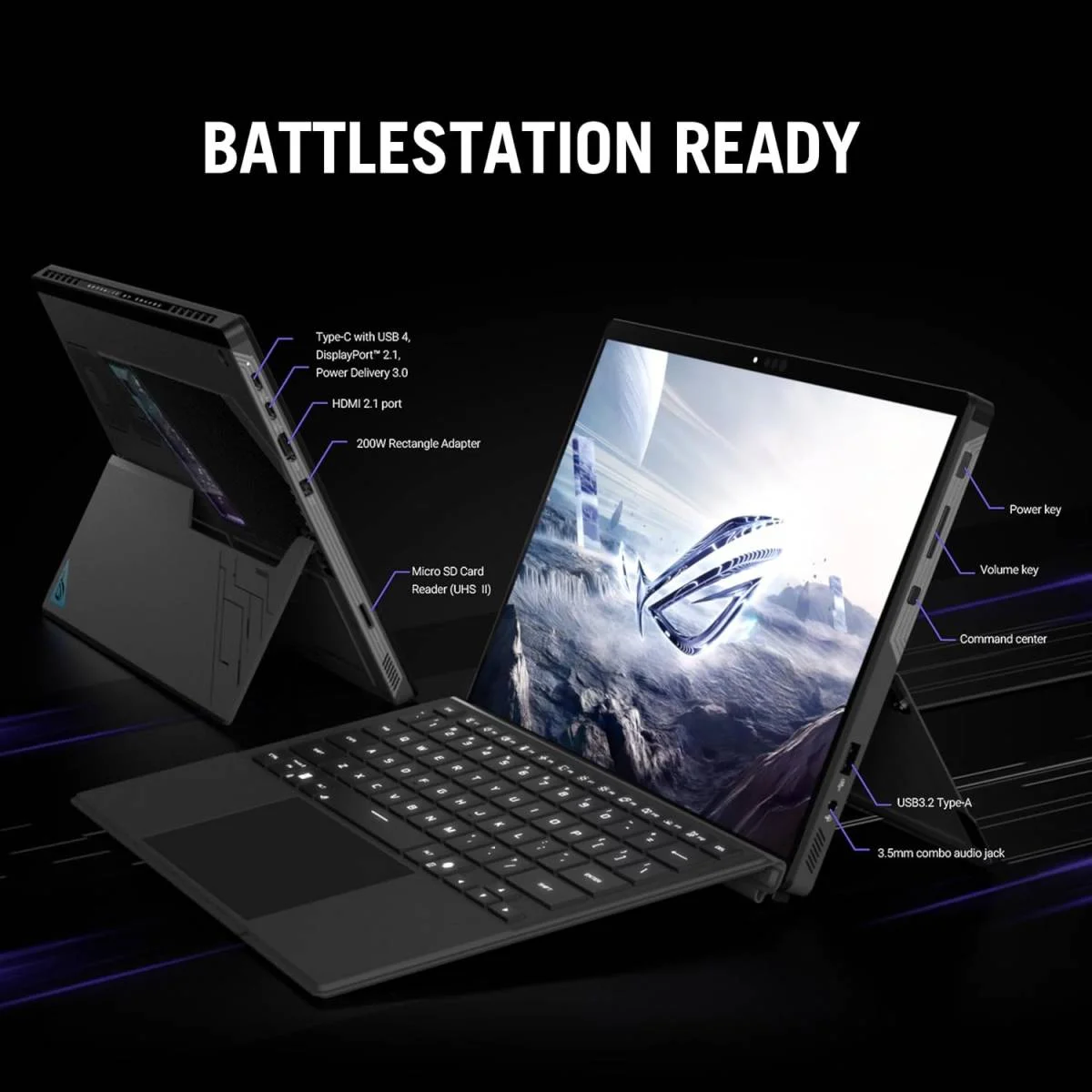 لابتوب Asus ROG Flow Z13 2025 للألعاب 2 في 1، Ryzen AI MAX+ 395 حتى 5.1GHz، معالج XDNA NPU حتى 50TOPS، شاشة لمس 13.4 إنش 2.5K 180Hz، Windows 11 Home - Thumbnail 4