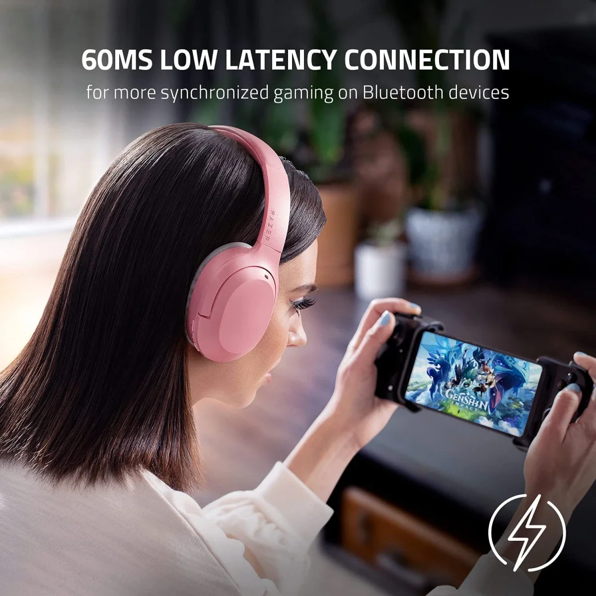 Razer Opus X Quartz Wireless ANC Headset with Bluetooth 5.0, 60ms Low Latency - Pink - Thumbnail 2