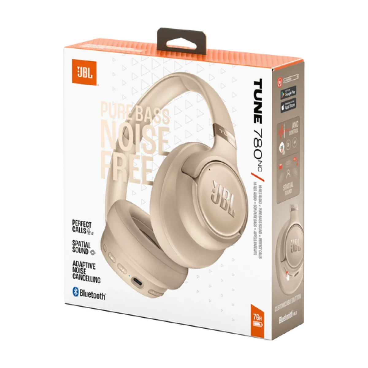 JBL Tune 780NC Wireless Over-Ear Headphones with ANC and Pure Bass - Beige - Thumbnail 6