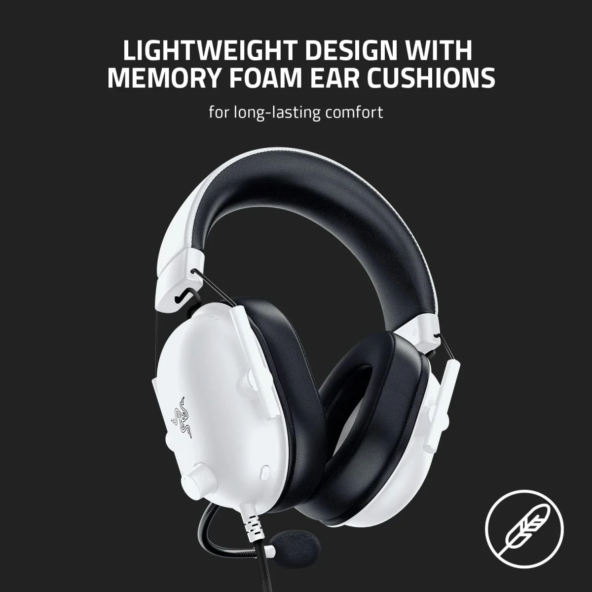 سماعة ألعاب Razer BlackShark V2 X باللون الأبيض مع صوت محيطي 7.1 - Thumbnail 5