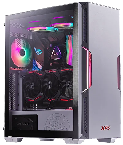 هيكل كمبيوتر ألعاب XPG STARKER أبيض يدعم ATX مع إضاءة ARGB - Image 3