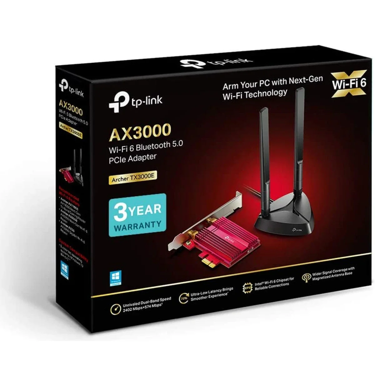 محول شبكة TP-LINK Archer TX3000E AX3000 واي فاي 6 وBluetooth 5.0 PCIe