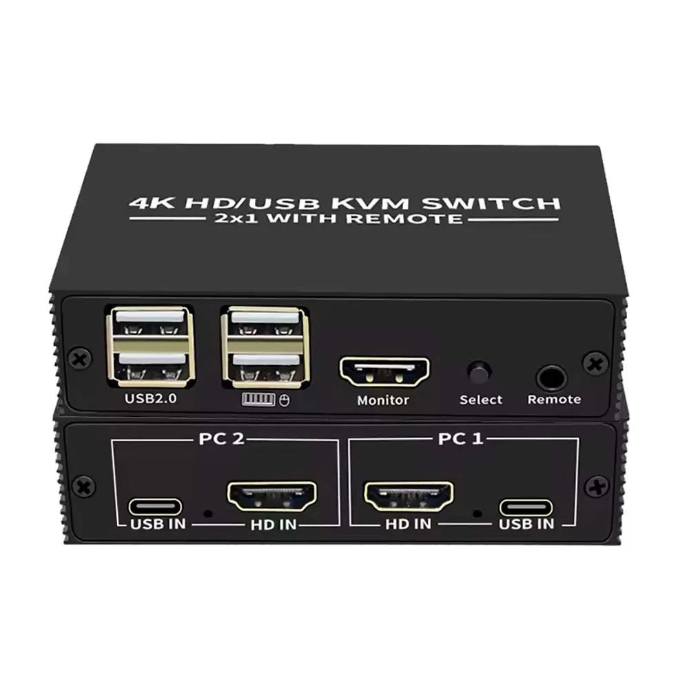 سويتش KVM HDMI ‏2×1 UHD بدقة 4K وتردد 30Hz مع زر تبديل