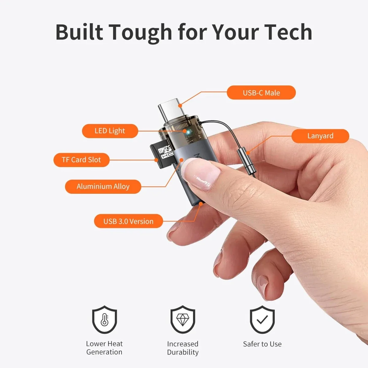 Mcdodo USB to USB-C OTG Adapter with Micro SD TF Card Reader - Thumbnail 5
