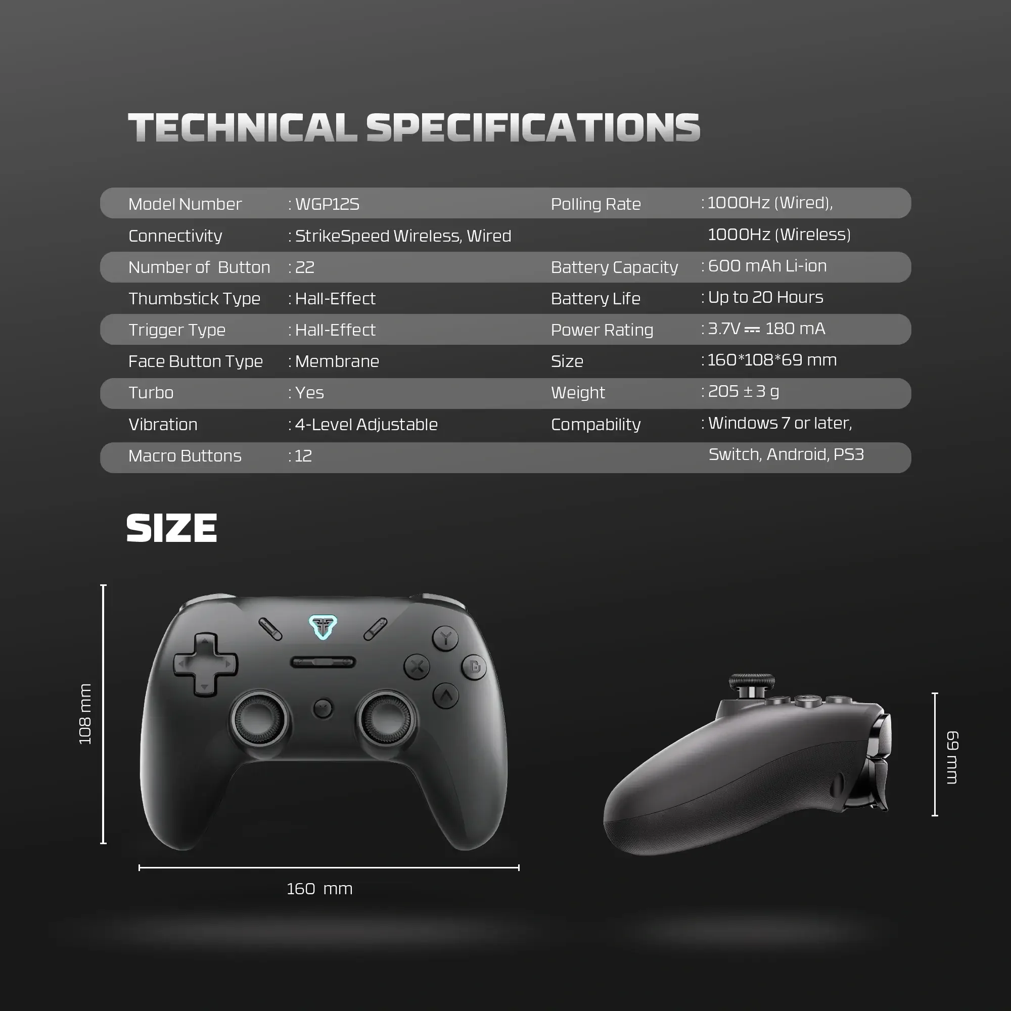 Fantech WGP12S Revolver III Wireless Multi-Platform Gamepad - Black - Image 8