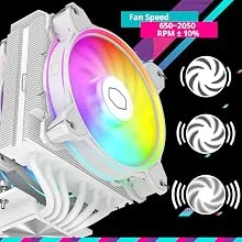 مبرد هوائي للمعالج Cooler Master Hyper 622 Halo ثنائي البرج مع مروحتي Halo² ARGB و6 أنابيب حرارية، أبيض - Image 16