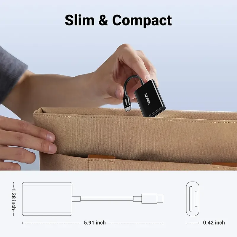 قارئ بطاقات Ugreen 35622 USB-C إلى SD وmicroSD بسرعة 170MB/s – أسود - Image 6