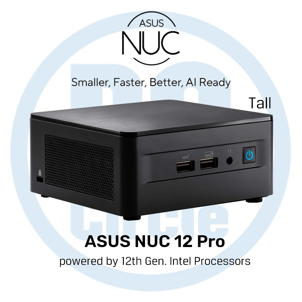 كمبيوتر صغير Asus NUC 12 Pro Kit Bundle بمعالج Core i5-1240P الجيل 12، رام 8GB DDR4-3200، تخزين 500GB NVMe SSD، رسومات Intel Iris Xe، منفذا Thunderbolt 4، منفذا HDMI، نظام DOS – RNUC12WSHI500002I (90AR00E1-M00080)