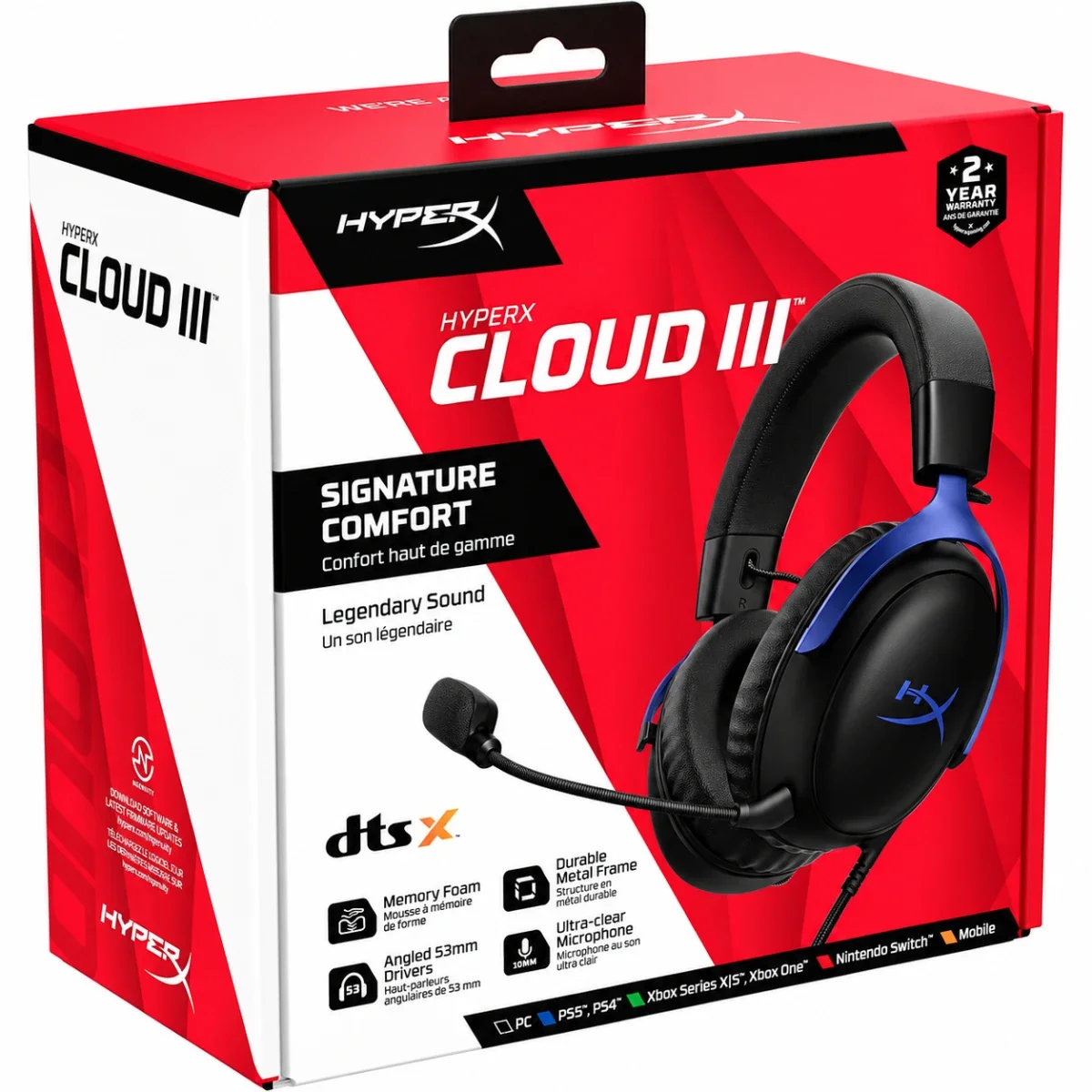 سماعة ألعاب Hyper X Cloud III سلكية مع درايفرات 53 مم ومايك 10 مم - أزرق - Image 2