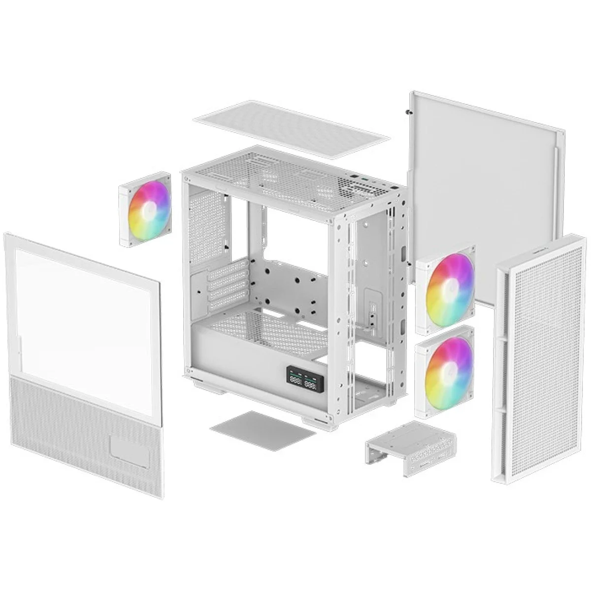 هيكل كمبيوتر DeepCool CH360 Digital Micro-ATX بتدفق هواء عالي مع مراوح ARGB وشاشة عرض حالة مزدوجة - White - Image 8
