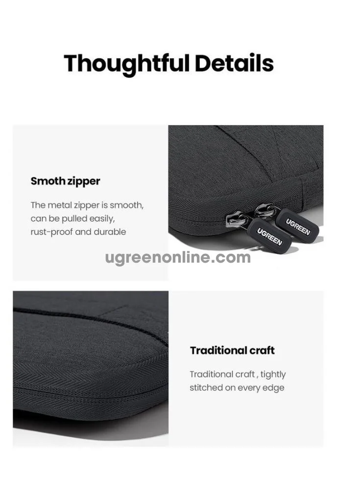 Ugreen LP516 Laptop Carry Case 14 Inch Water Resistant Soft Padded Black - Thumbnail 8