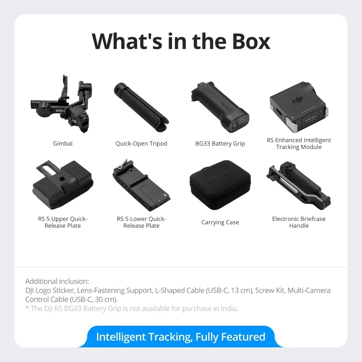 مثبت كاميرا DJI RS 5 كومبو مع وحدة تتبع بالذكاء الاصطناعي ومقبض حقيبة، أسود - Image 10