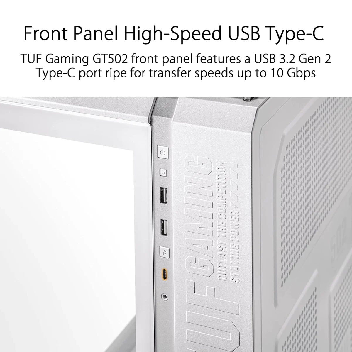 هيكل كمبيوتر Asus TUF Gaming GT502 Mid-Tower ATX ثنائي الحجرة باللون الأبيض - Image 4