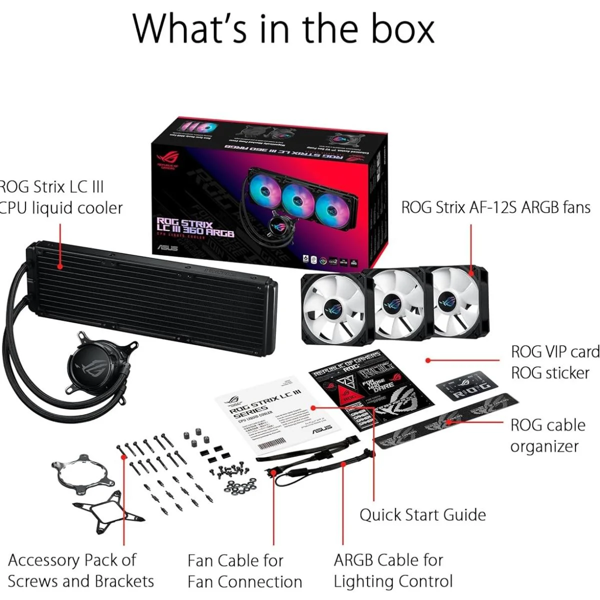مبرد معالج سائل Asus ROG Strix LC III 360 ARGB متكامل 360 مم بدون شاشة LCD - Image 2