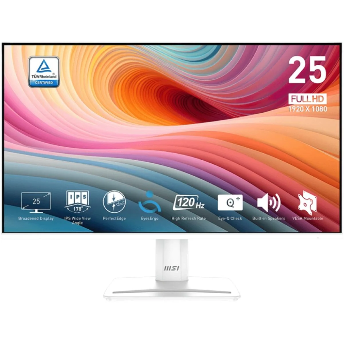 MSI PRO MP251W E2 25-inch FHD IPS Monitor, 120Hz, 1ms, White