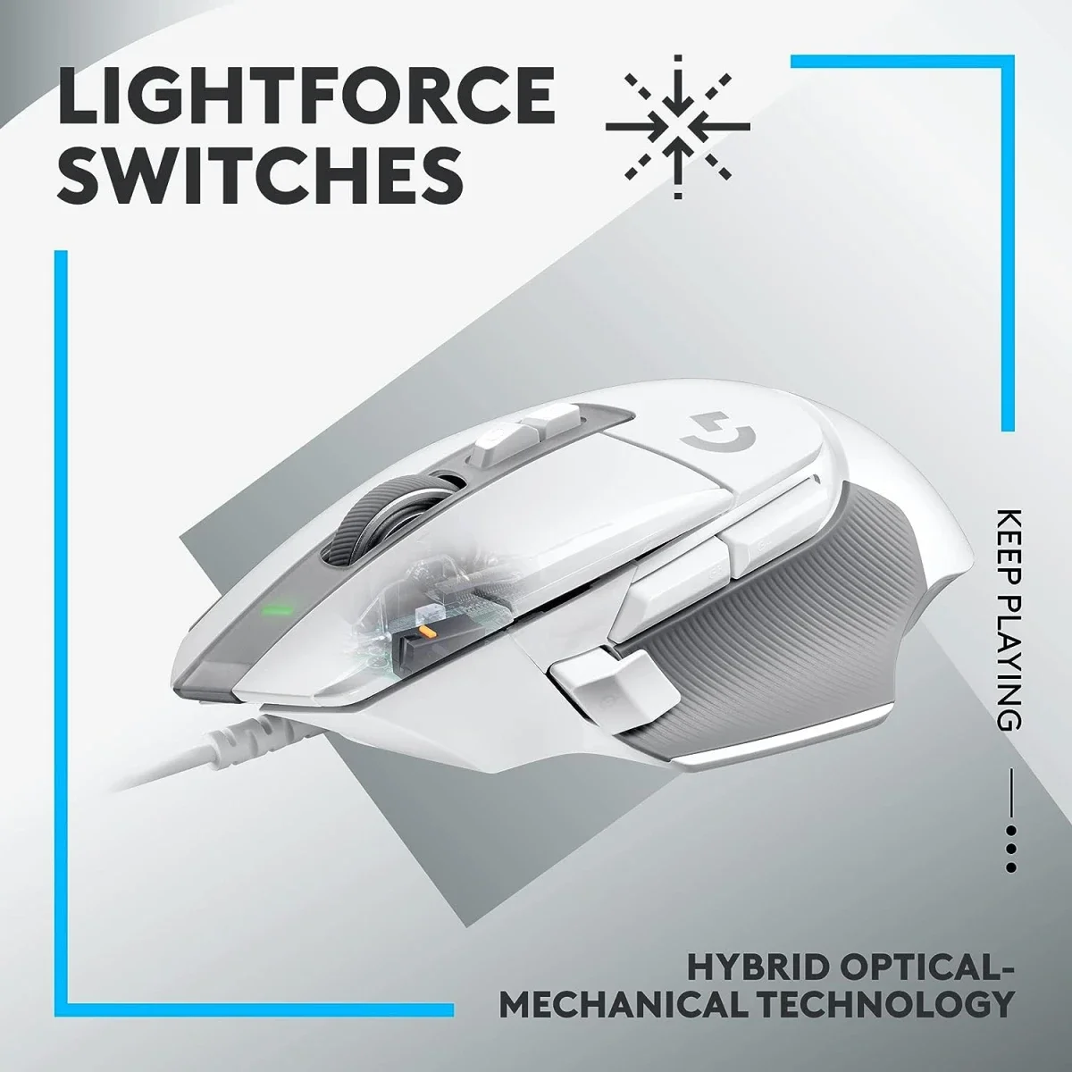 ماوس ألعاب Logitech G502 X سلكي أبيض بمستشعر HERO 25K - Thumbnail 3