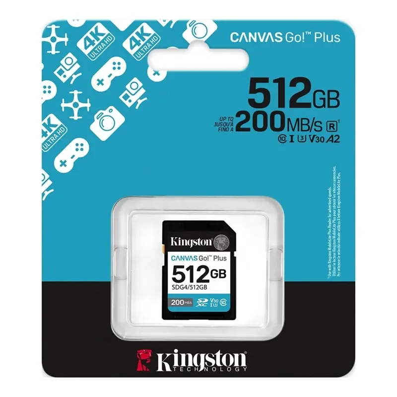 بطاقة ذاكرة Kingston Canvas Go Plus Gen4 512GB SDXC 200MB/s C10 SDG4/512GB