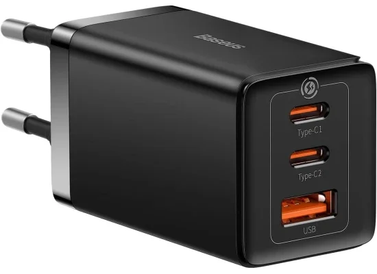 شاحن جداري Baseus GaN5 Pro سريع 65 واط مع 3 منافذ وكابل USB-C بطول 1 متر - أسود - Image 9