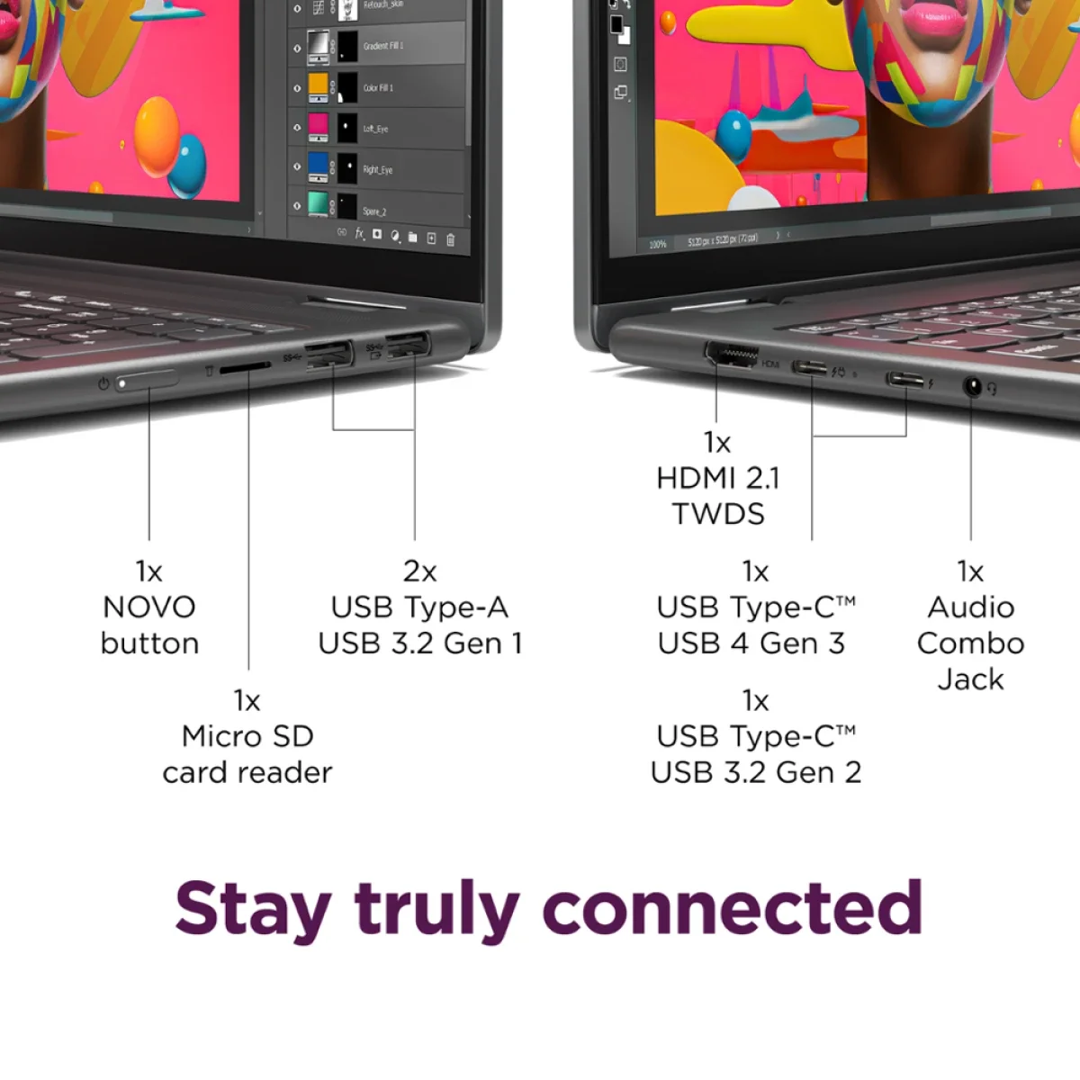 لابتوب Lenovo Yoga 7 16 2-in-1 2024 بمعالج Intel Core Ultra 7 i7-155U وذاكرة 16GB وتخزين 1TB SSD وشاشة لمس 16.0 إنش Storm Grey - Thumbnail 9