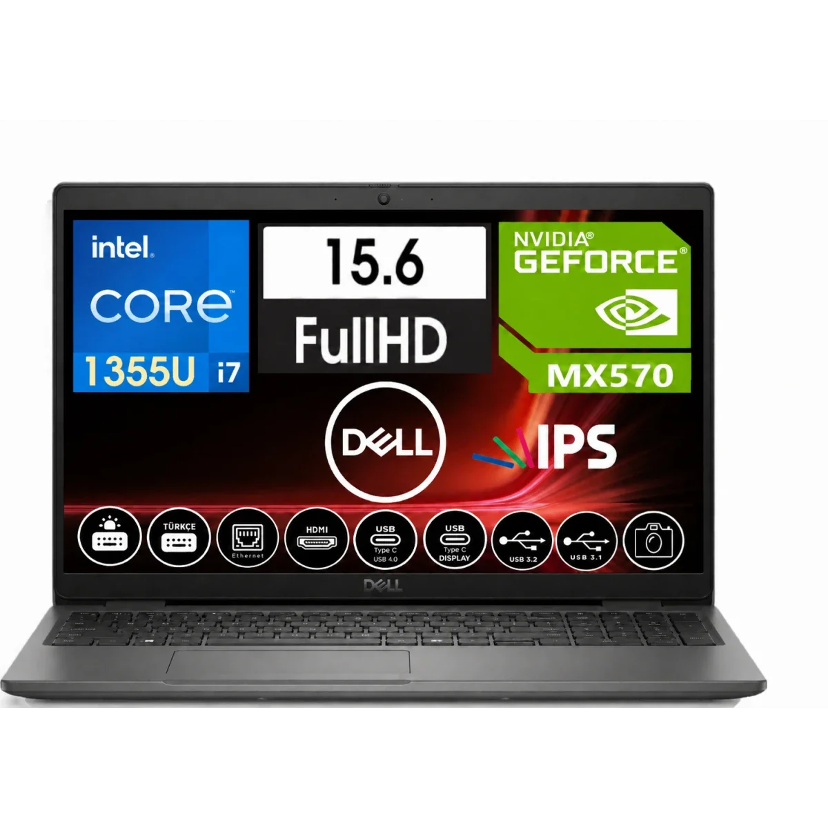 Dell Latitude 3550 15-inch (2024) Laptop, Core i7-1355U, 8GB RAM, 512GB SSD, GeForce MX570 2GB, Grey