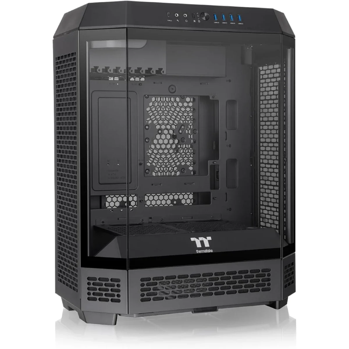 Thermaltake The Tower 600 Mid-Tower PC Case with 3 Tempered Glass Panels and Hidden-Connector Motherboard Support - Black - Thumbnail 3